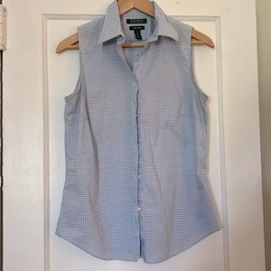 Ralph Lauren medium sleeveless blue and white shirt